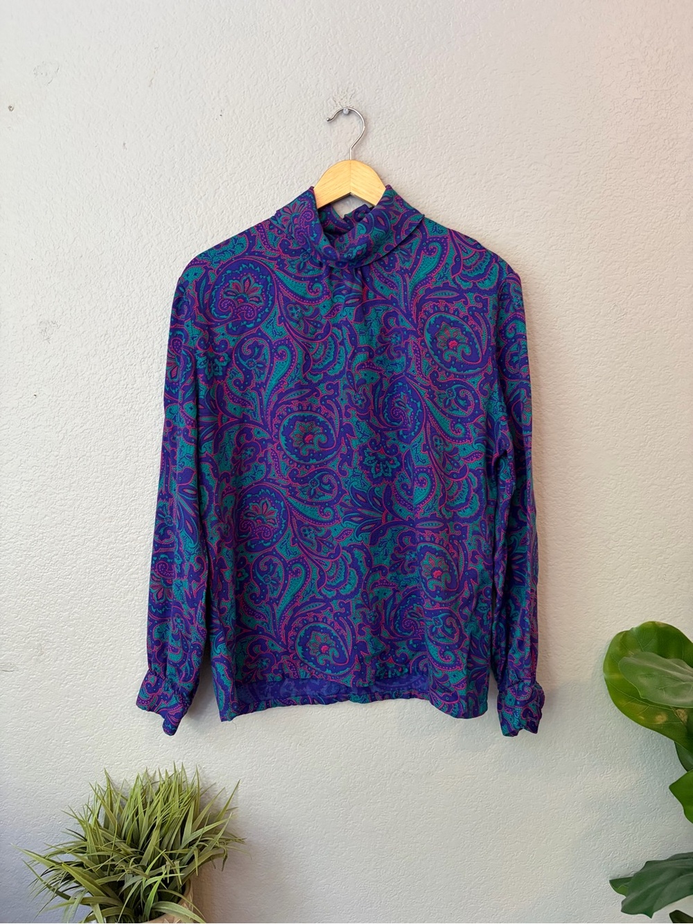 Vintage Country Sophisticates by Pendleton Purple Teal Paisley Wool Rayon Top
